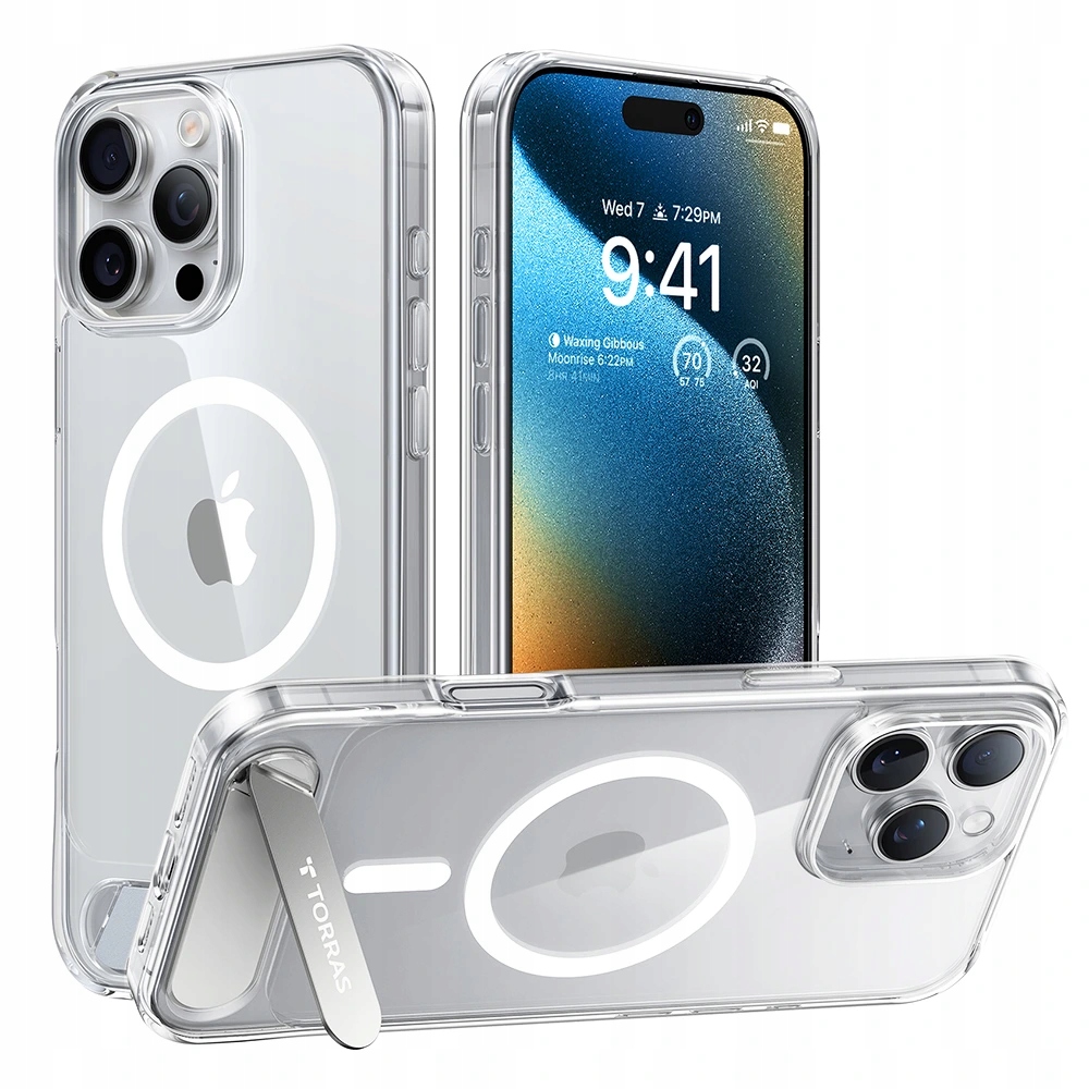 Torras – etui Pstand MagSafe do iPhone’a 16 Pro – przezroczyste