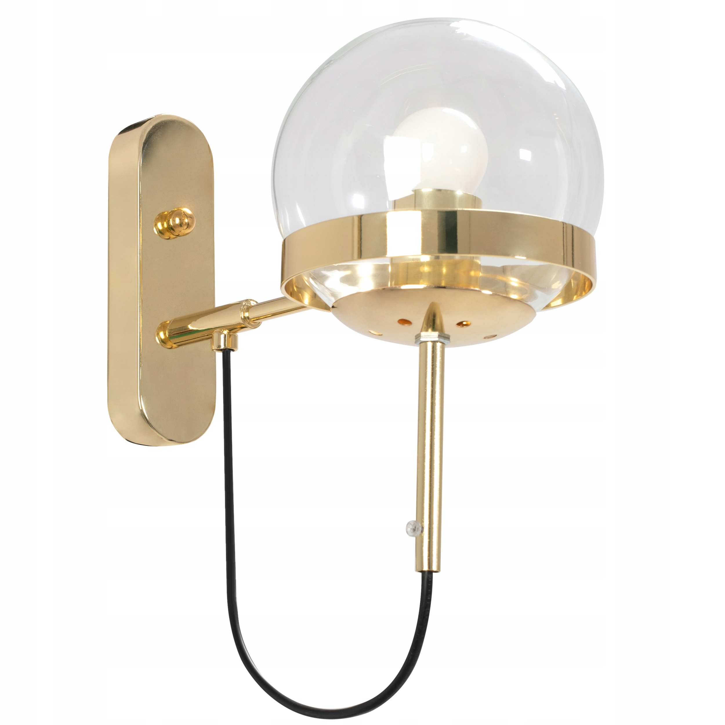 Lampa Ścienna Złota Kinkiet Szklana Kula Gold E27-Zdjęcie-0