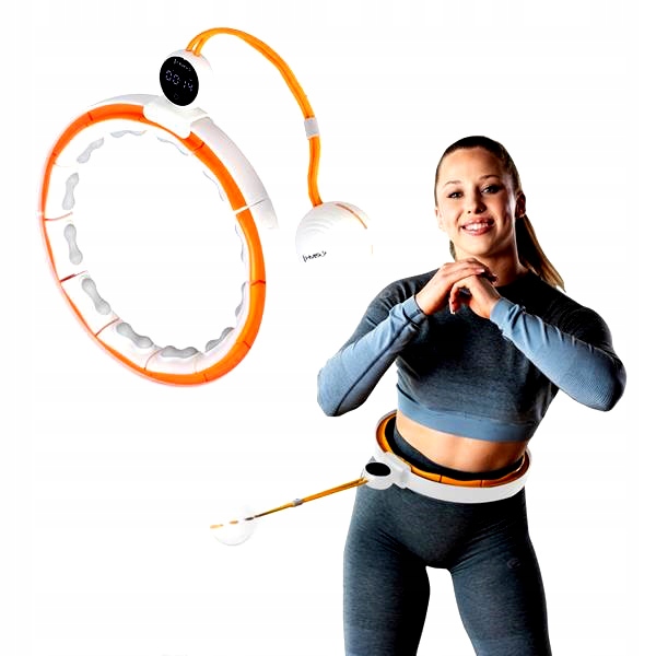 Hula Hoop White/Orange s magnetickými výstupky a počítadlem závaží Hms