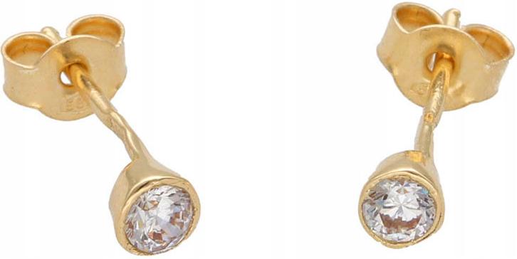 Zlaté náušnice 585 malé tyčinky se zirkony 0,7 g, módní vzor jako dárek
