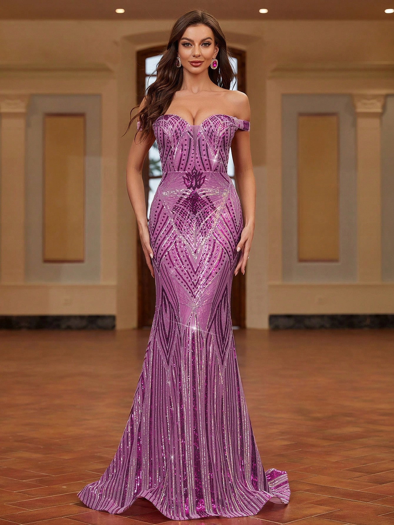 Flitrová Sukně Vzorovaná Carmen Tužka Mořská Panna Maxi Růžová Shein L 40