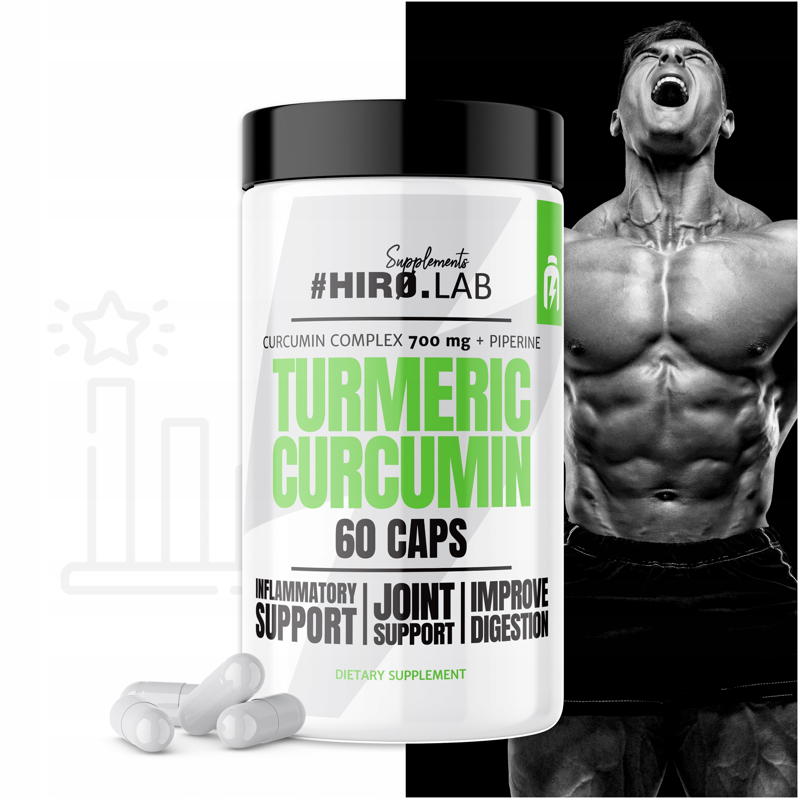 Hiro.Lab Turmeric Kurkumina 700mg KURKUMA PIPERYNA Kod producenta 1000029843