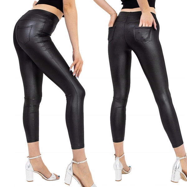 

0161 Black Damskie Tregginsy Eko-skóra S/m - 37