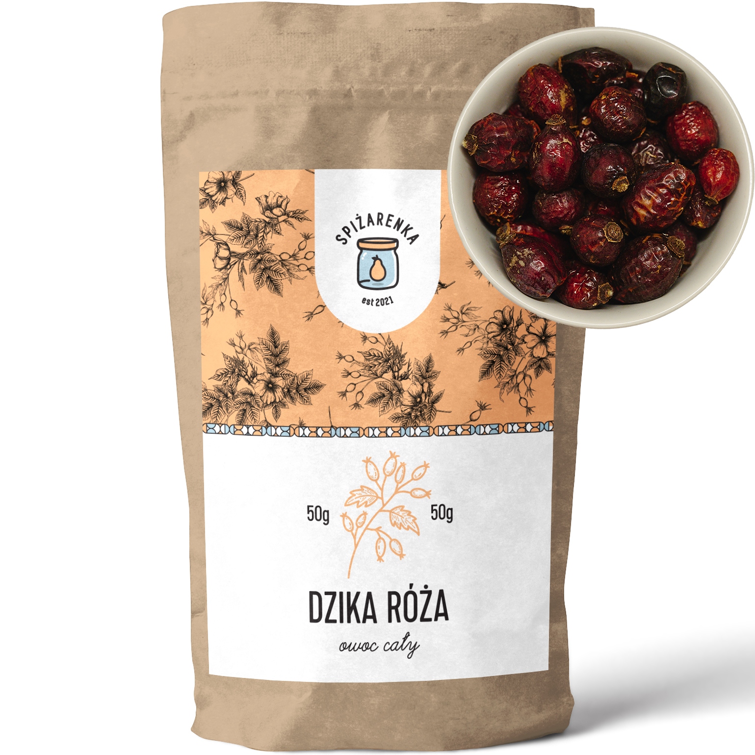 Šípková Růže Plod celé růže rosa canina Velký Balíček 50g Spiżarenka