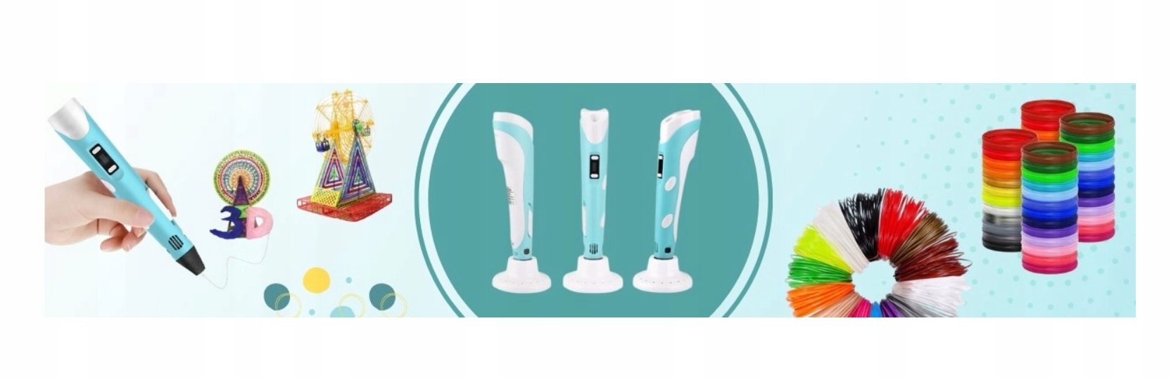 DŁUGOPIS 3D NIEBIESKI DRUKARKA 3D PEN DZIECI + WKŁAD 210m + MATA + SZABLONY Waga produktu z opakowaniem jednostkowym 0.062 kg