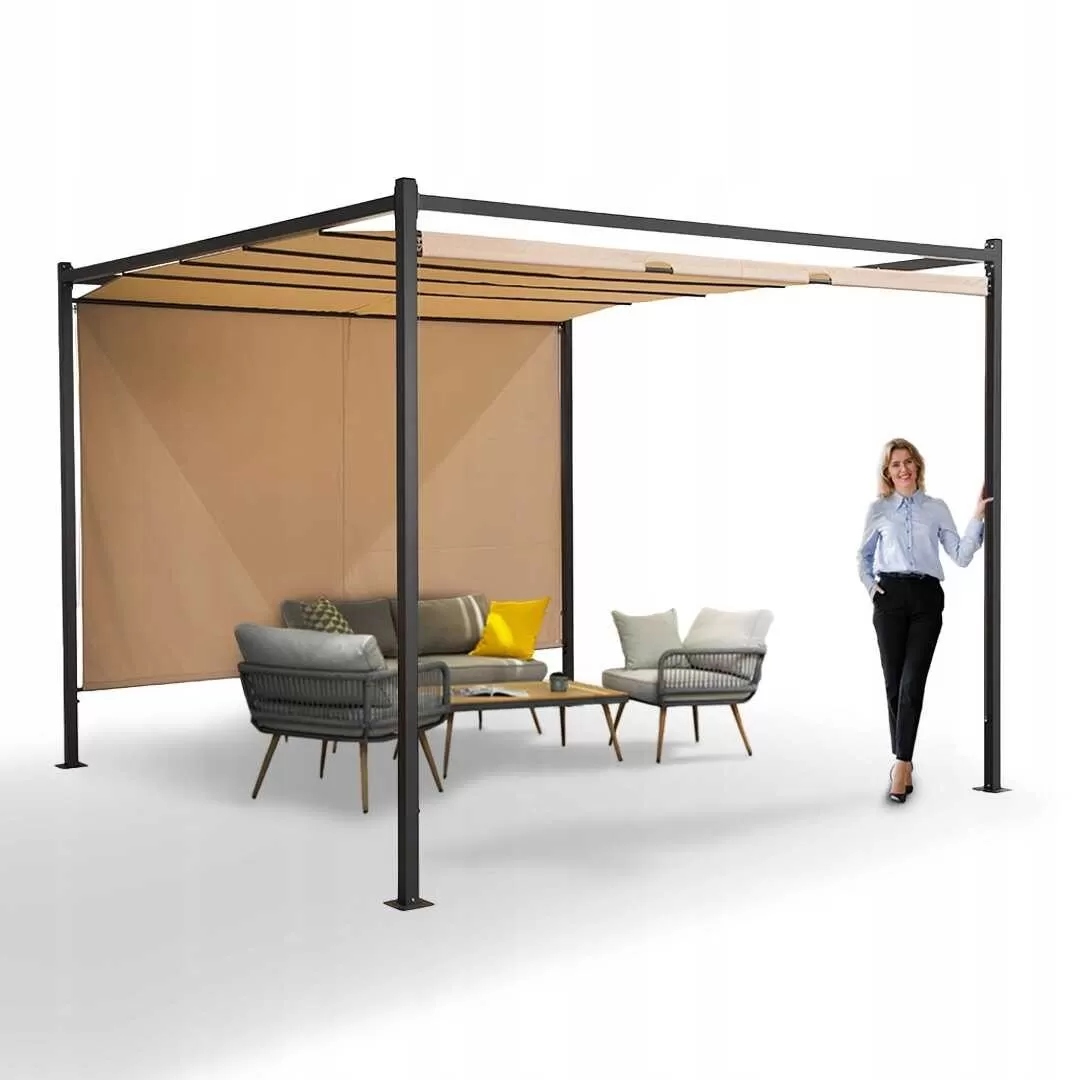 Zahradní terasová pergola kovová Naxos 3x3 m béžová