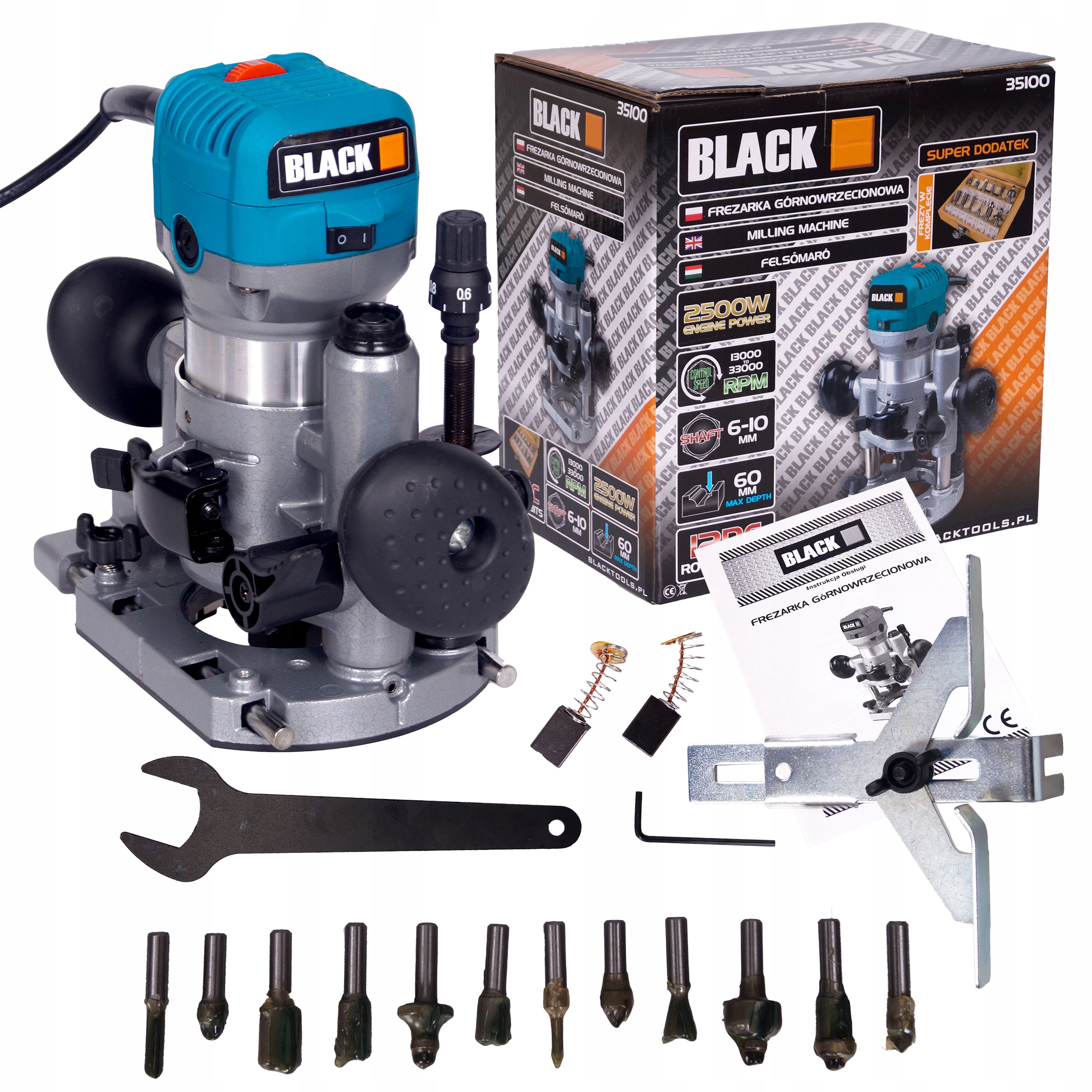 

Frezarka Górnowrzecionowa 2500W Plus Zestaw Frezów