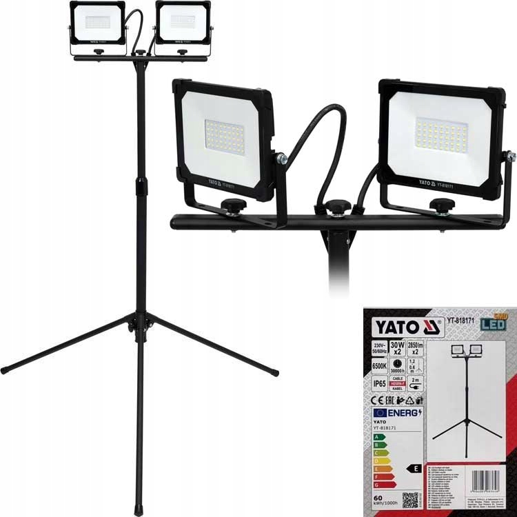 

Naświetlacz Led Halogen Lampa 2x30W Statyw Stojak