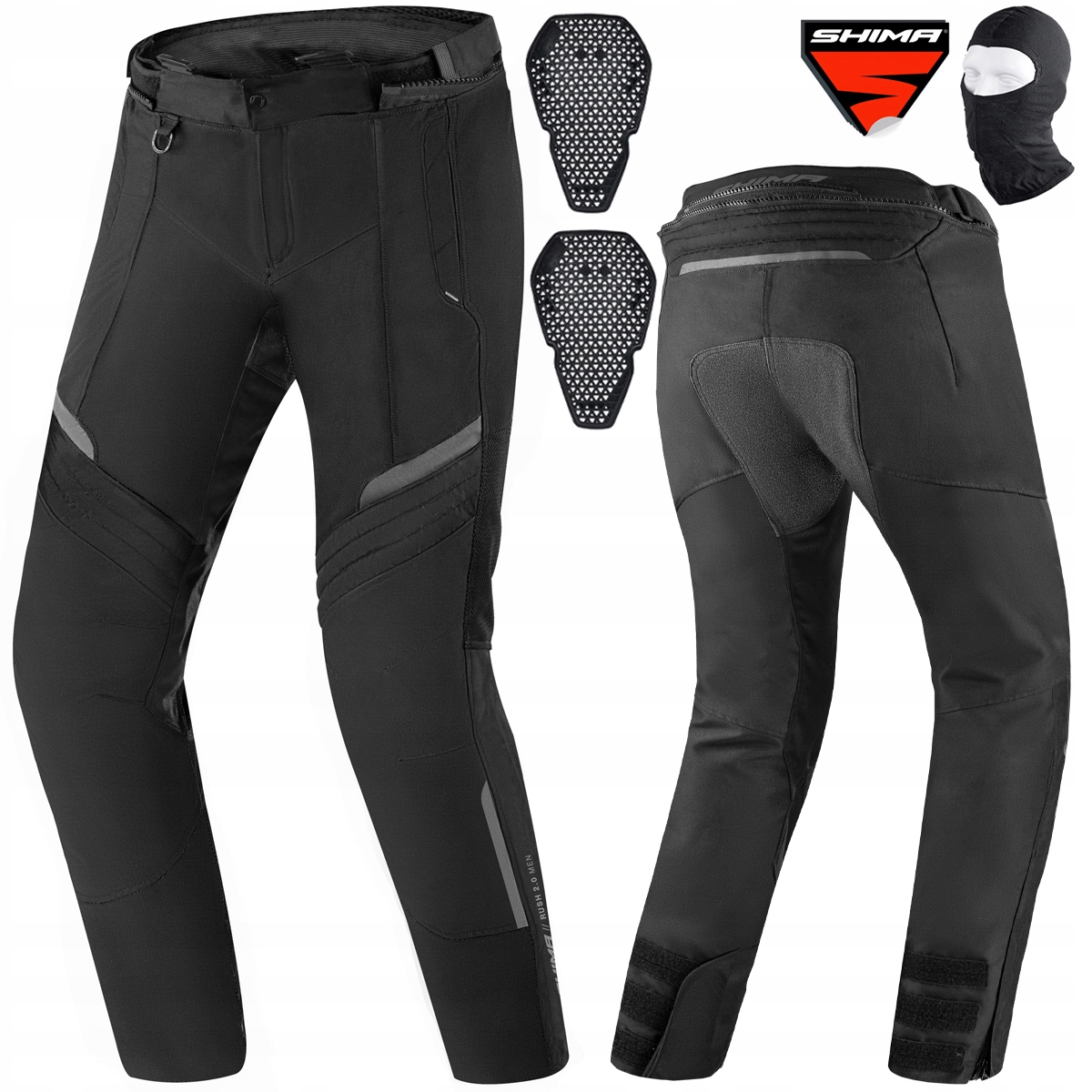 SPODNIE MOTOCYKLOWE | SHIMA RUSH 2.0 BLACK | MĘSKIE WODOODPORNE + GRATISY