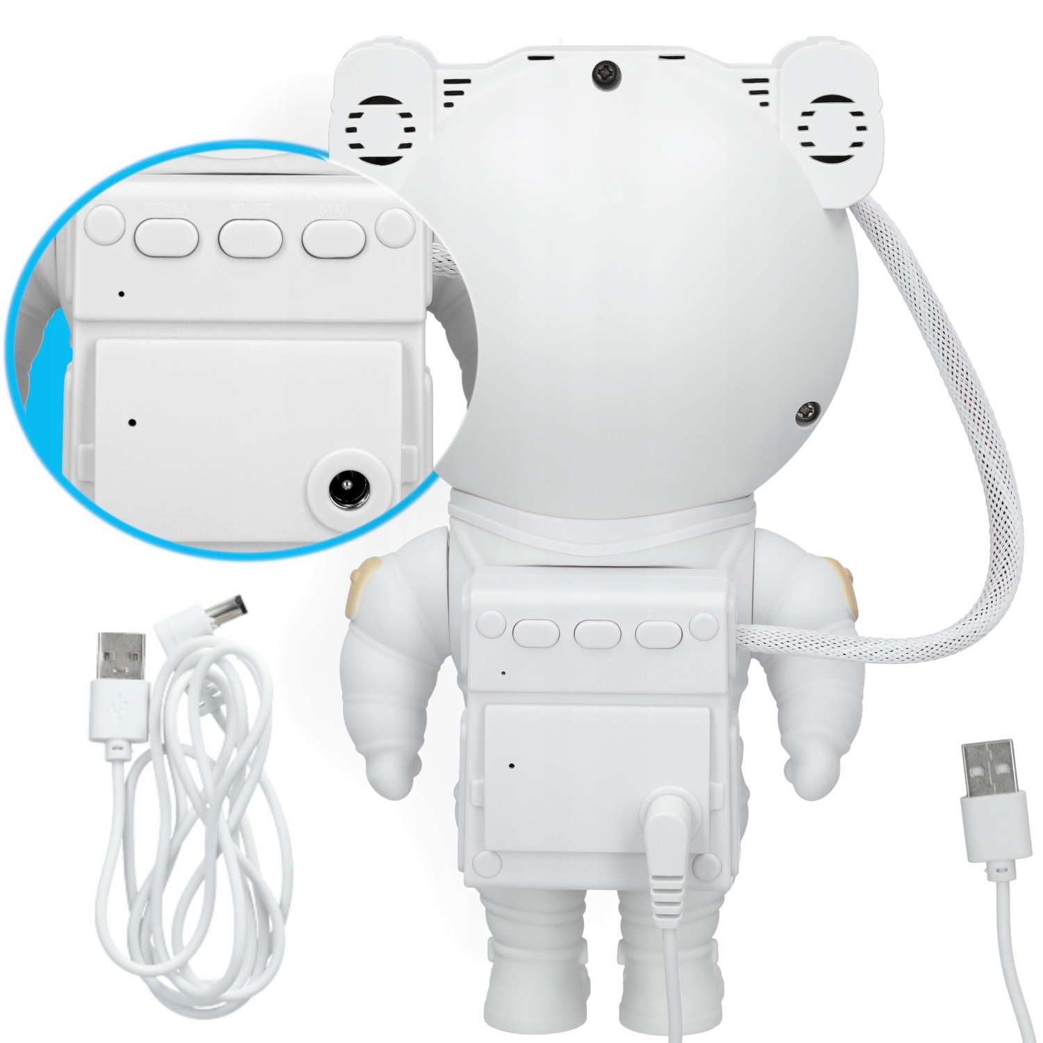 PROJEKTOR GWIAZD NIEBA LED LAMPKA NOCNA ASTRONAUTA Długość/wysokość 23 cm