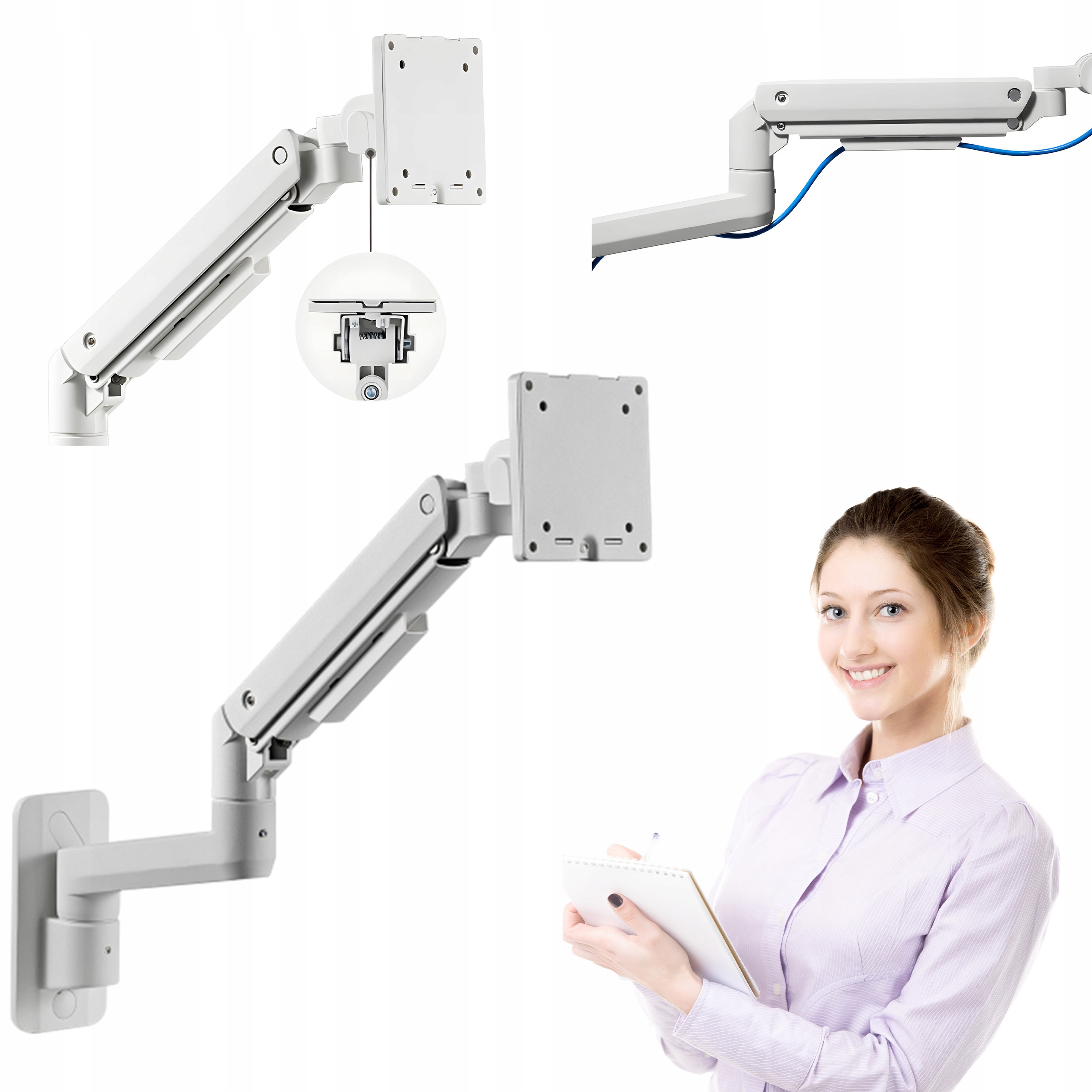 Rameno Pro Monitor 17-49 Palců Nástěnný Držák Nastavitelný Plynovou Pružinou Vesa