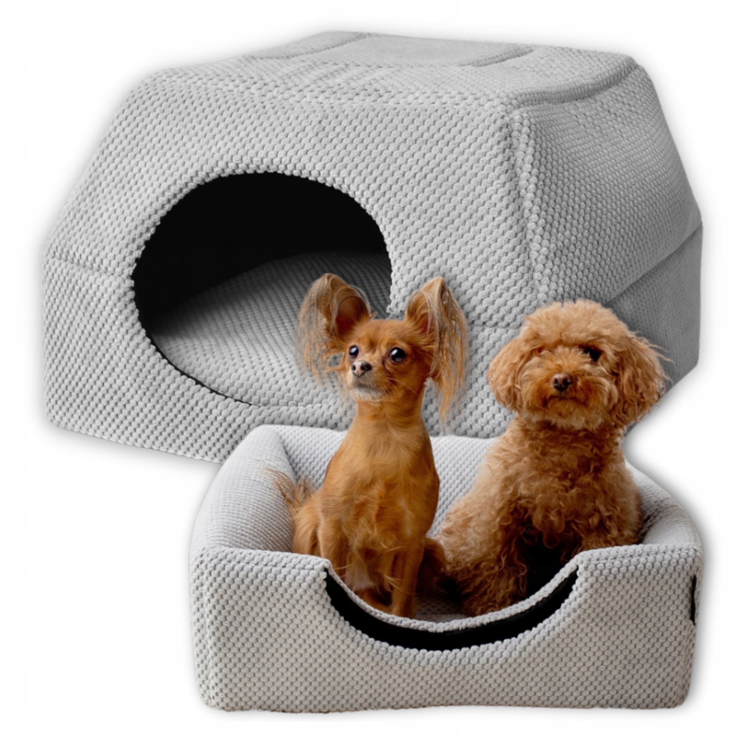 Levně Pelíšek pro psa kočku Budka 2v1 Domeček 48x48 cm Protiskluzové pelíšky