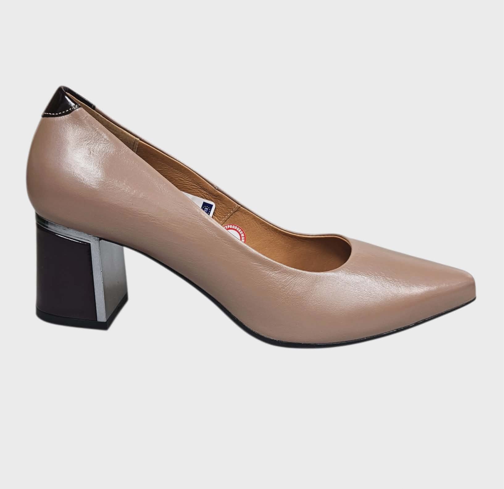 Dámské Kožené Pohodlné Lodičky Na Podpatku Galant 4502 C. Béžové vel. 40