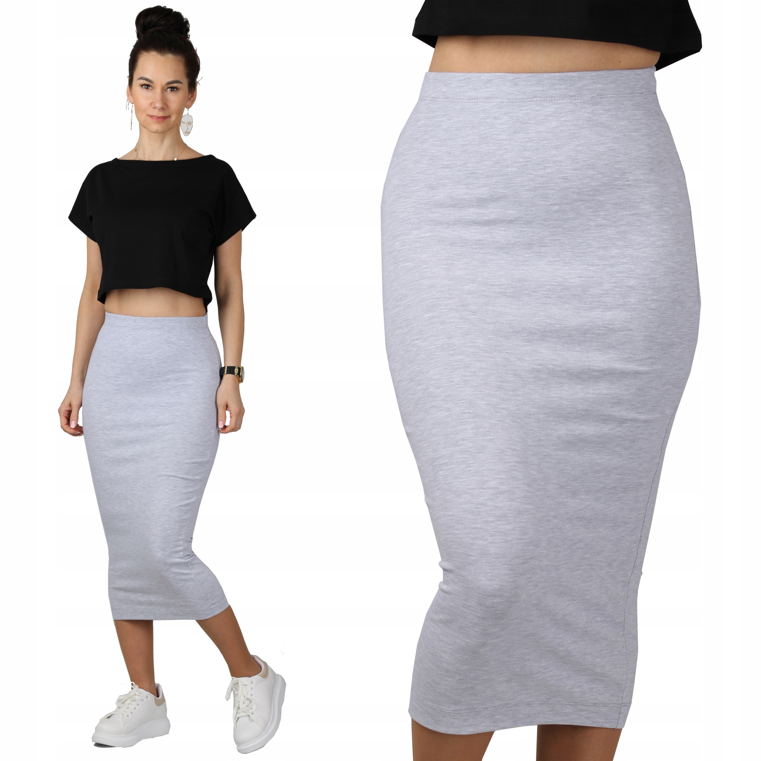 

2 Tuba Maxi Szara bawełniana ołówek spódnica L XL