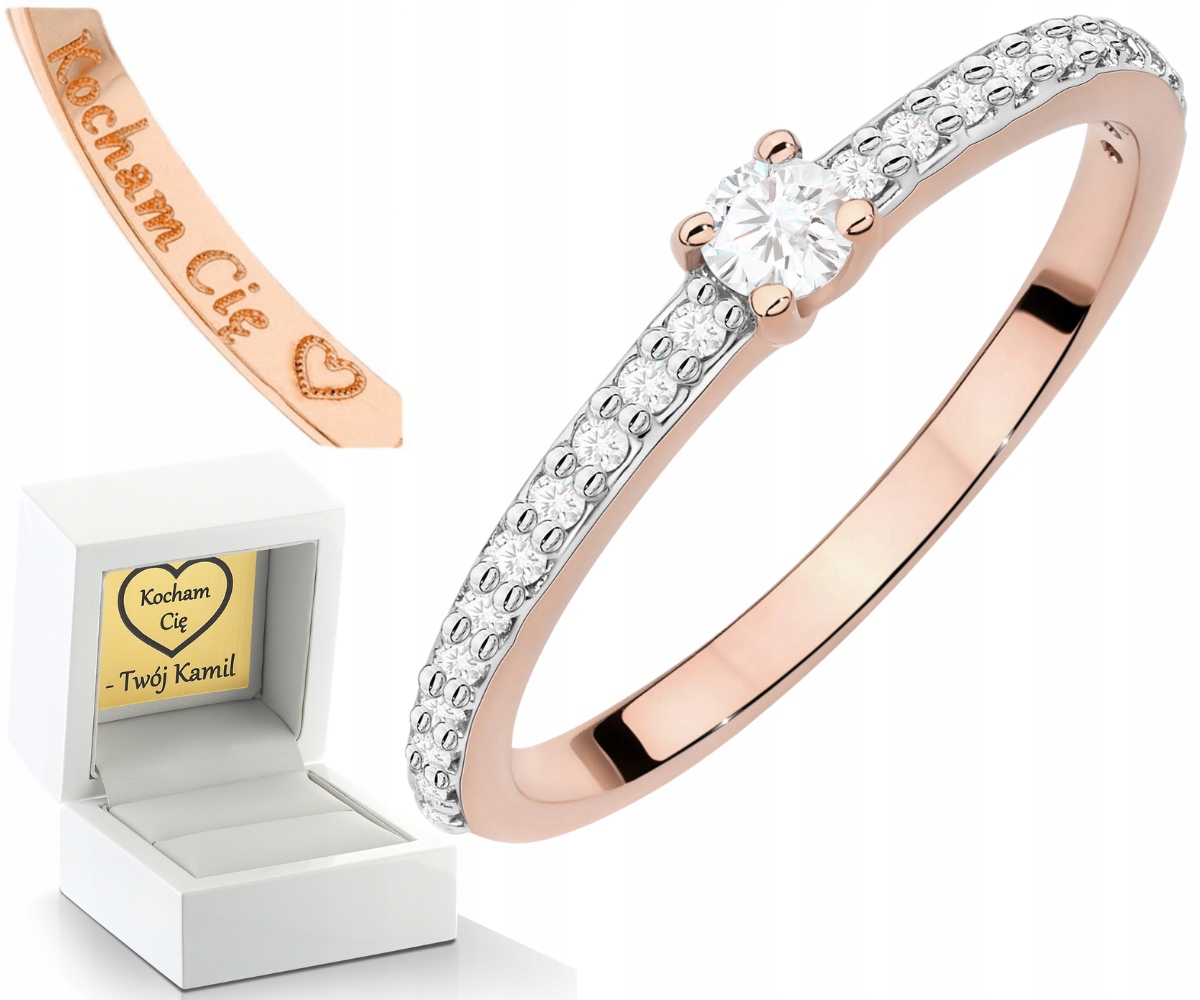 Růžové Zlato Prstýnek S Brilianty Klasický Zlato 585 Dárek Gravírování