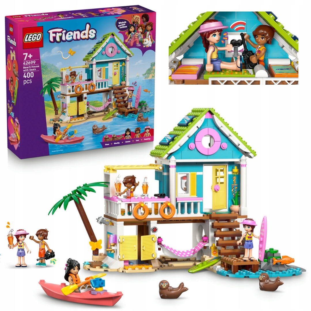 Lego 42699 Friends Domeček na pláži s tuleněm Zábava s mořskými zvířaty