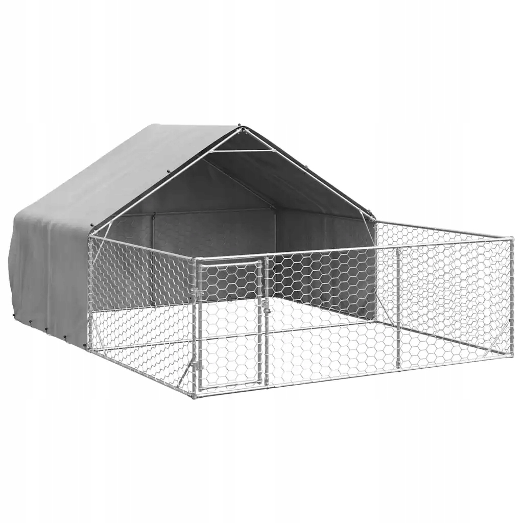 Levně Venkovní psí bouda s výběhem 4x3x1,9 m Ocel pozinkovaná