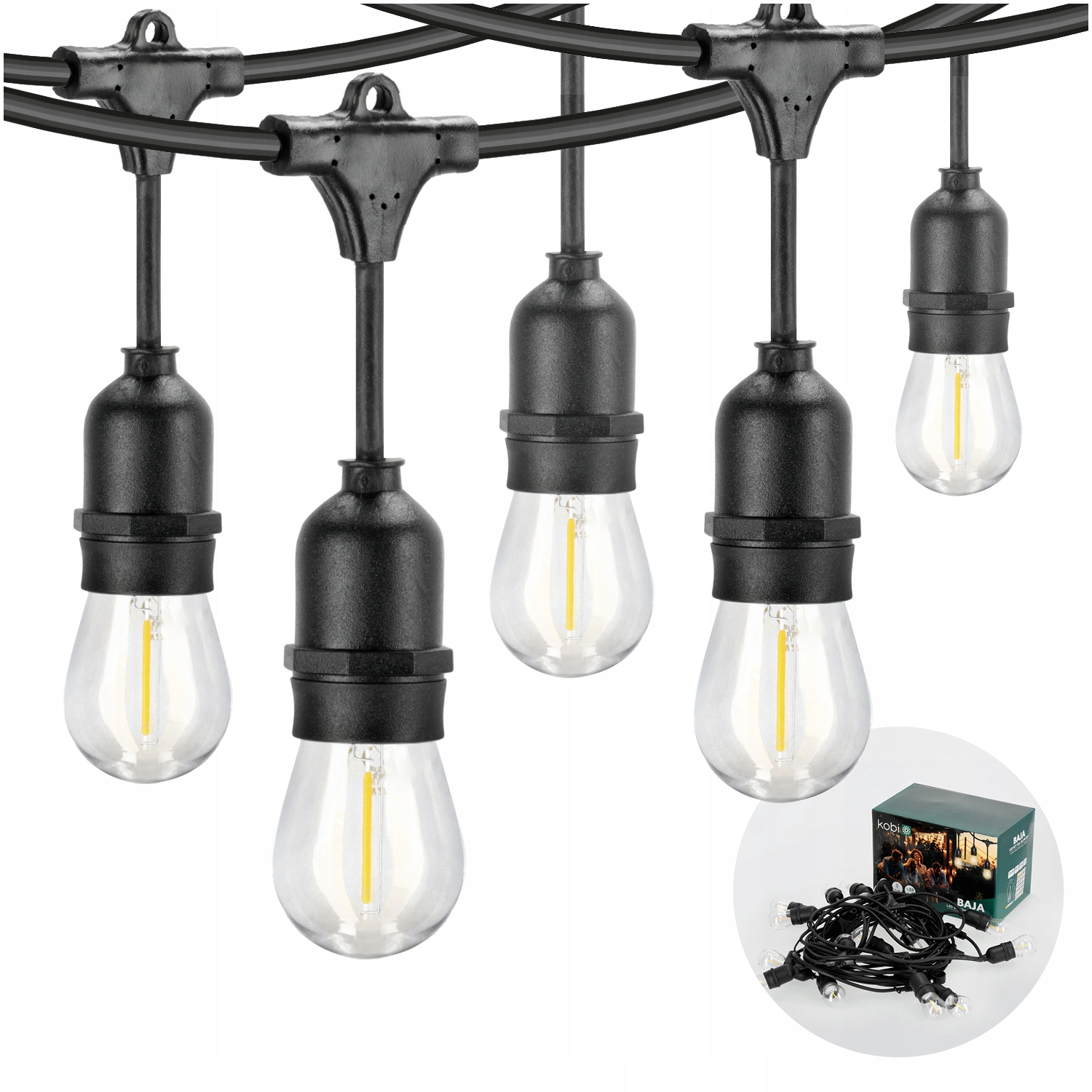 Led ozdobná zahradní girlanda 15 m 15 žárovek teplá barva na terasu