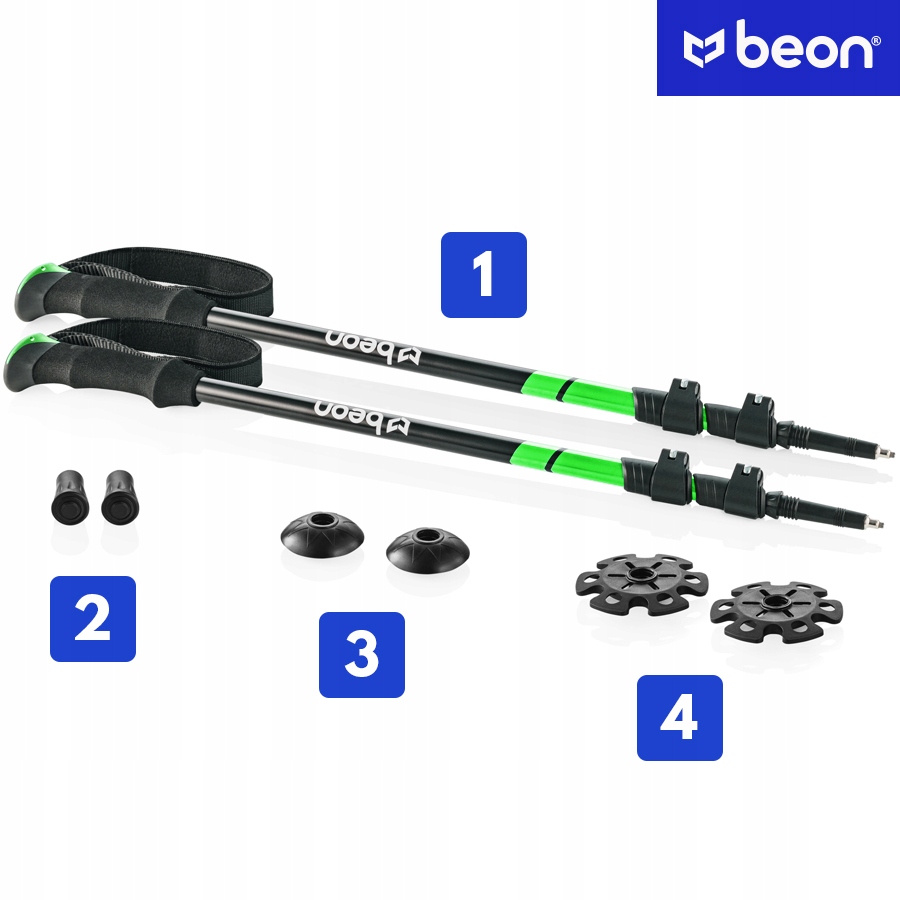 KIJKI TREKKINGOWE TELESKOPOWE DO NORDIC WALKING REGULOWANE W GÓRY BEON Waga pojedynczego kija 252 g