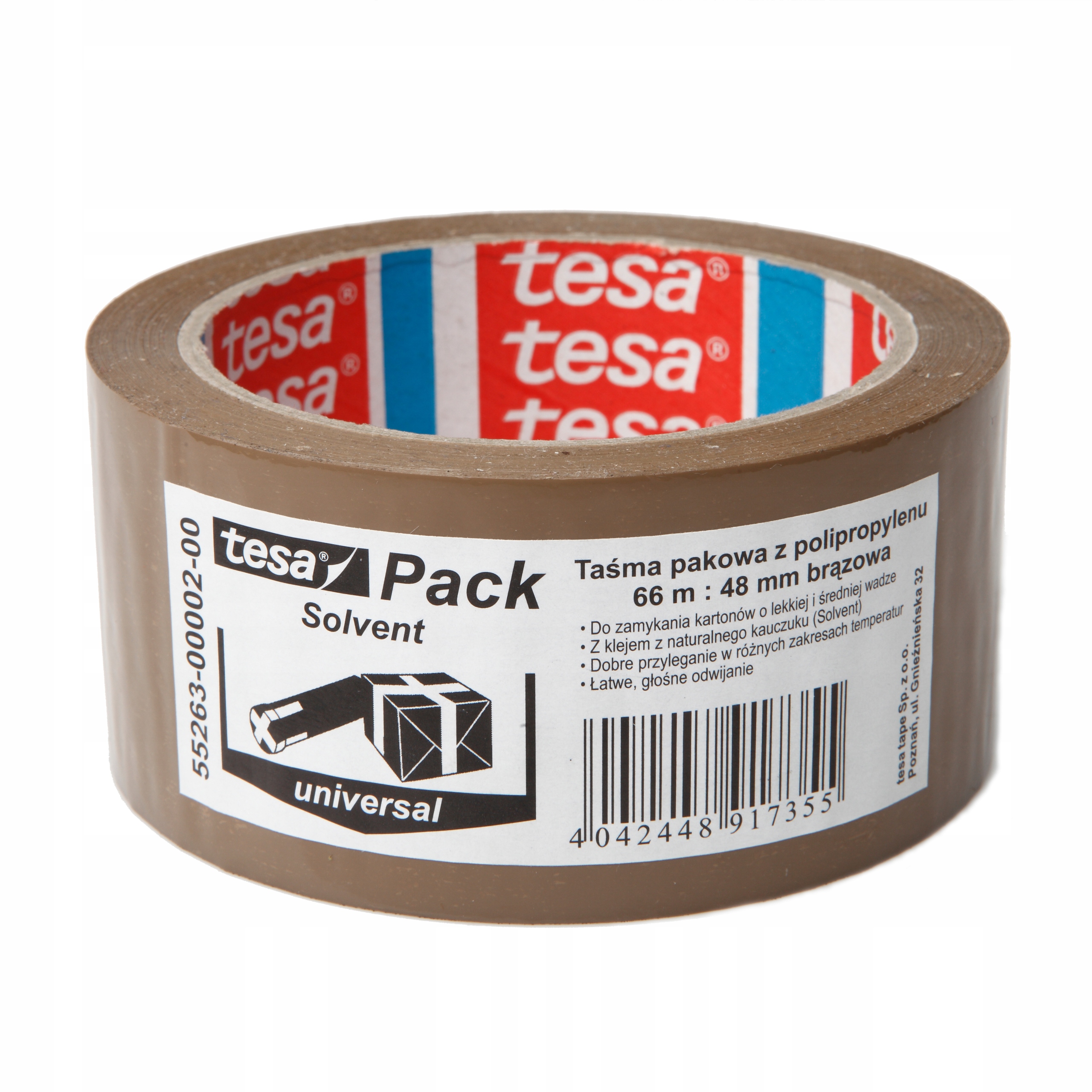 

Taśma pakowa tesa Solvent 66m x 48mm brązowa 55263