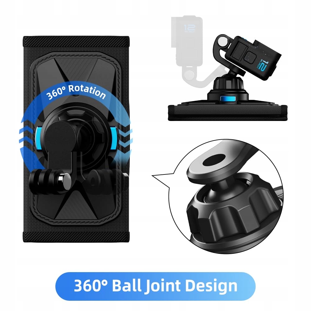 SUREWO Magnetyczny Uchwyt Na Plecak 360 Stopni Do GoPro i DJI Osmo Action — miniatura 5