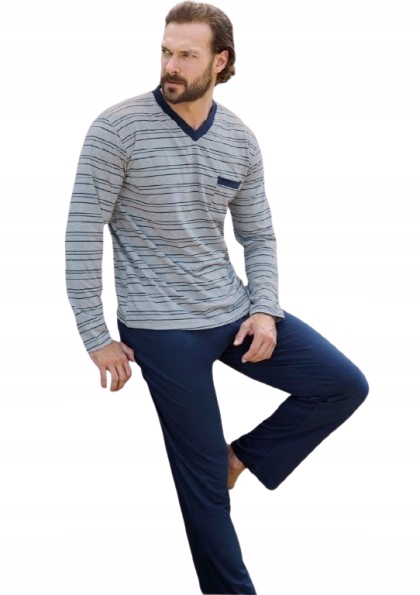 Elegantní Klasické Pánské Pyžamo Tričko S Pruhy A Dlouhým Rukávem XXL