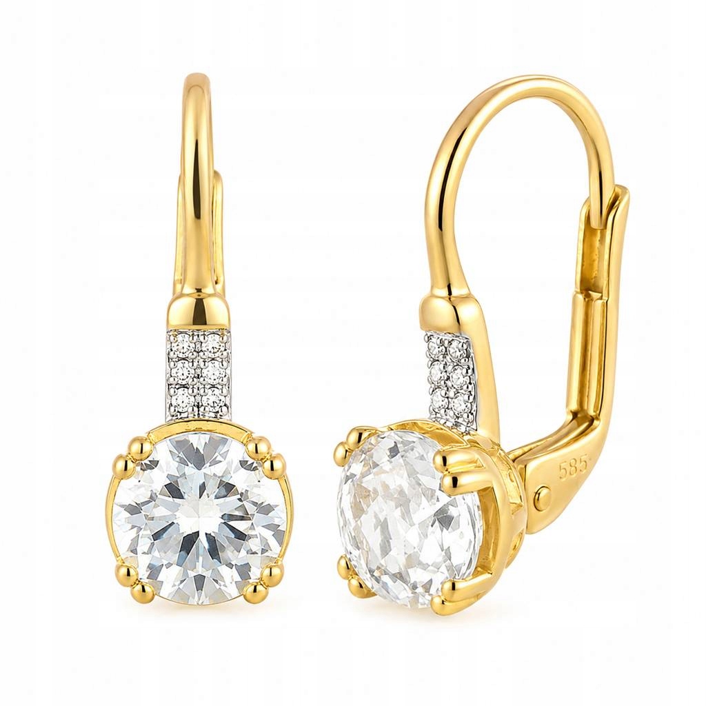 Náušnice zlaté Au 585 bílý topaz a diamanty E82457Y