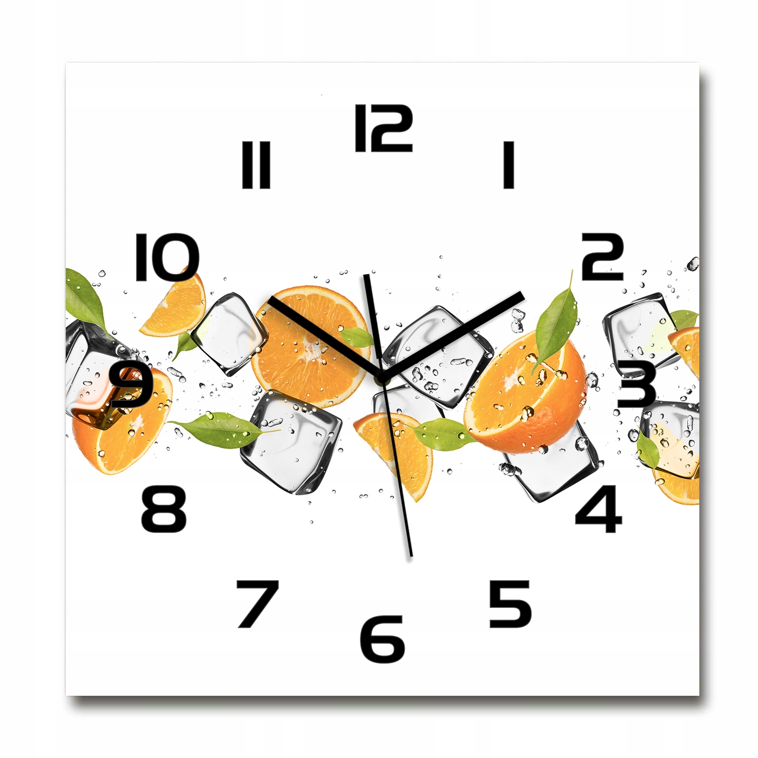 

Wiszący szklany zegar Pomarańcze z lodem 60x60 cm