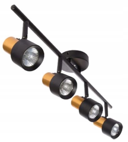 Kinkiet lampa oprawa halogenowa Led sufitowa poczwórna czarno-złota ruchoma