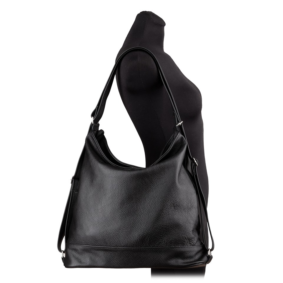 CZARNA SKÓRZANA TORBA SKÓRA TOREBKA PLECAK 2w1 WOREK SHOPPER Marka inna