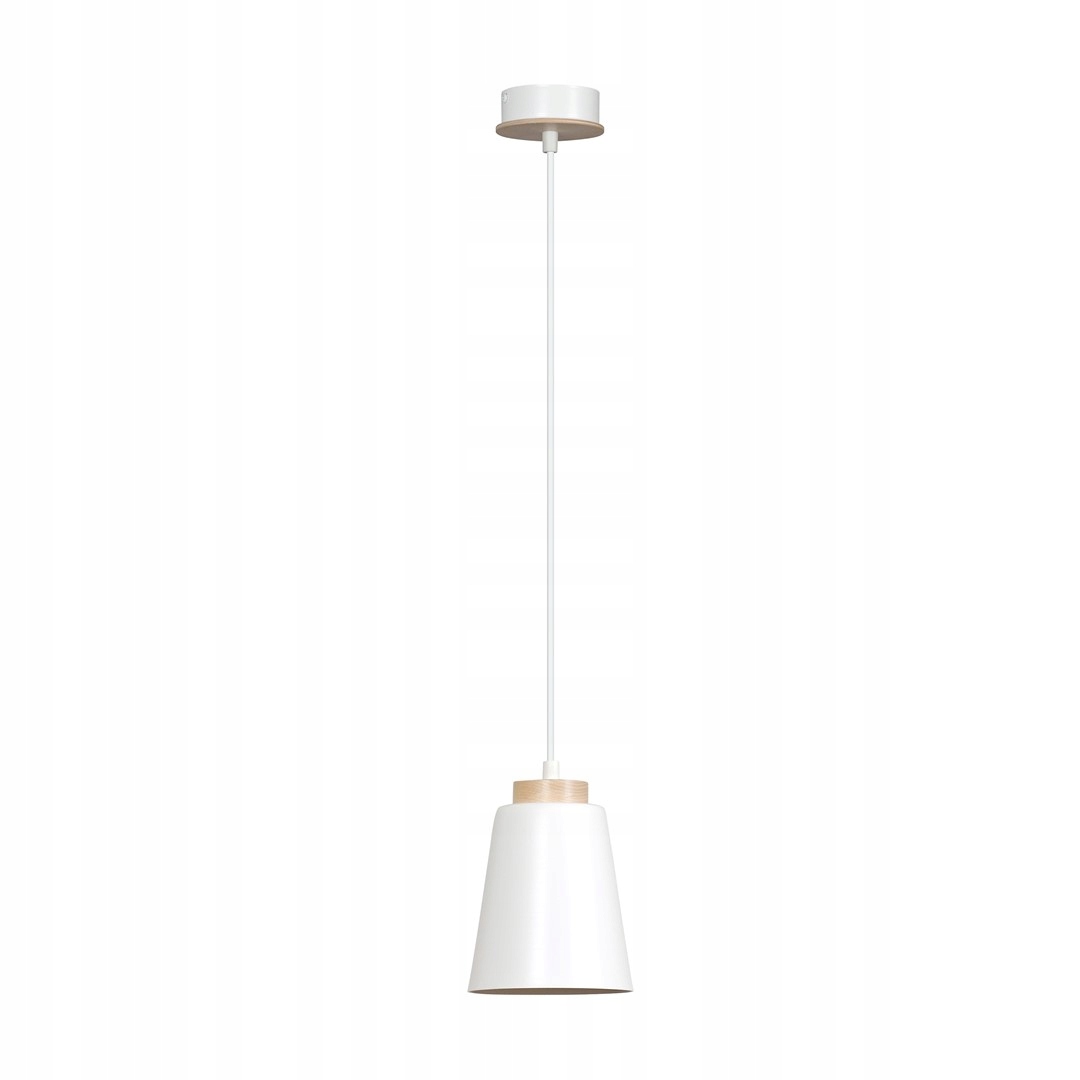 Závěsná lampa Bolero 1 White skandinávská, dřevo, bílá