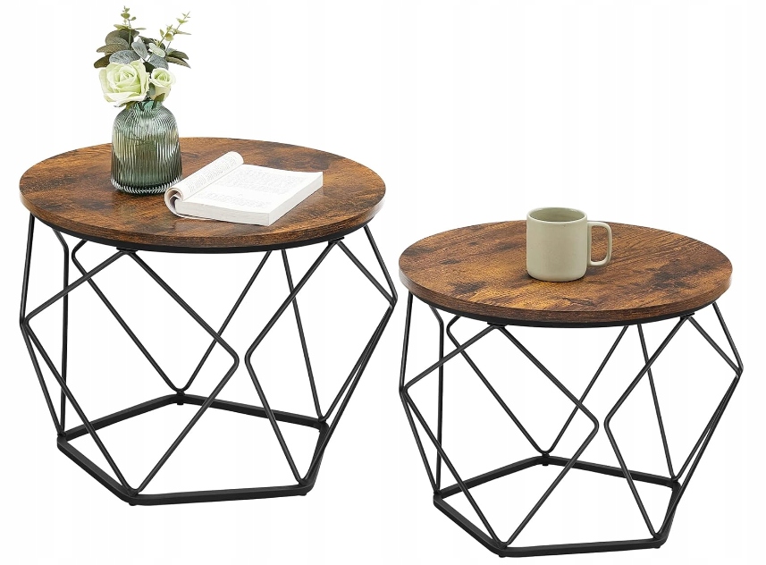 STOLIKI KAWOWE GEOMETRYCZNE VINTAGE LOFT ZESTAW 2 SZT.