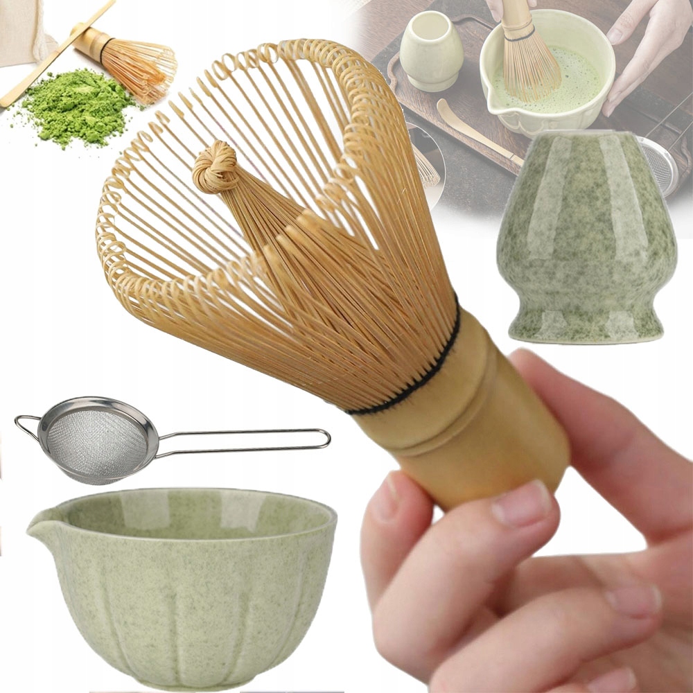 Levně Japonská Sada Matcha 5-DÍLNÁ Keramika Bambus Miska Mixér