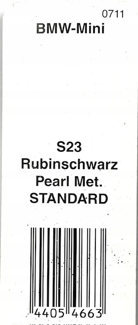 lakier BMW RUBINSCHWARZ S23 XYRALIC 1 litr baza rozcieńczalnikowa 55 Numer katalogowy producenta S23
