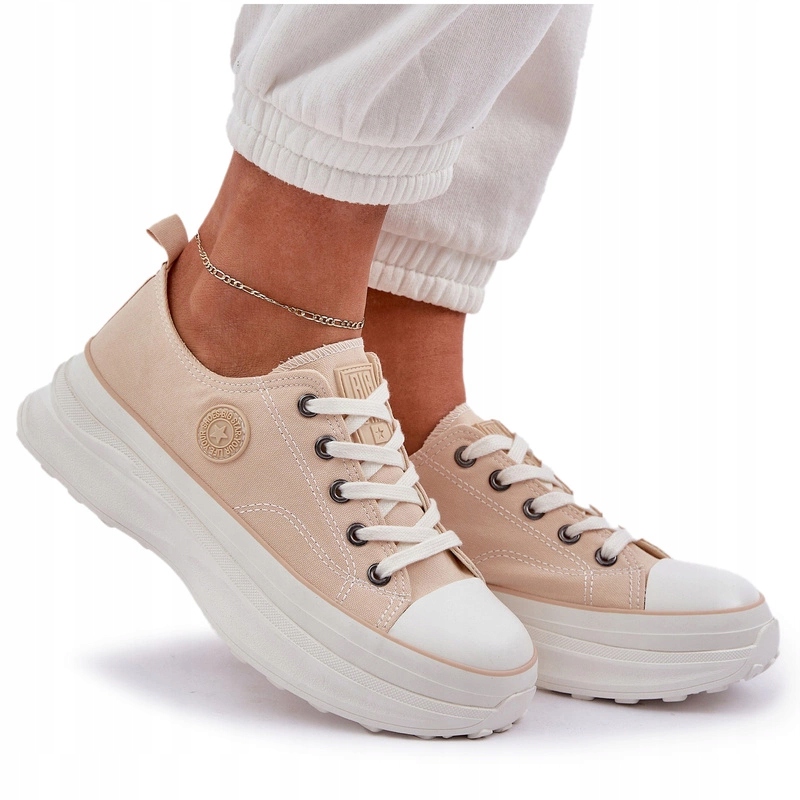 Trampki Damskie Na Masywnej Podeszwie Modne Big Star NN274127 Beżowe 41