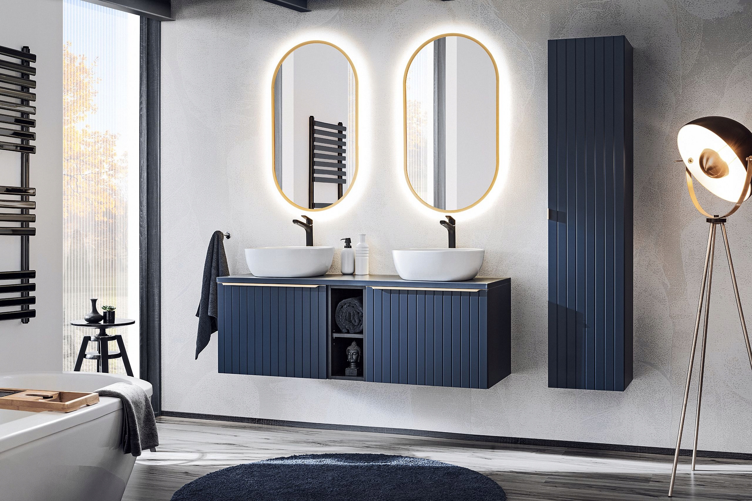 ZESTAW MEBLI ŁAZIENKOWYCH SANTA FE DEEP BLUE 180CM
