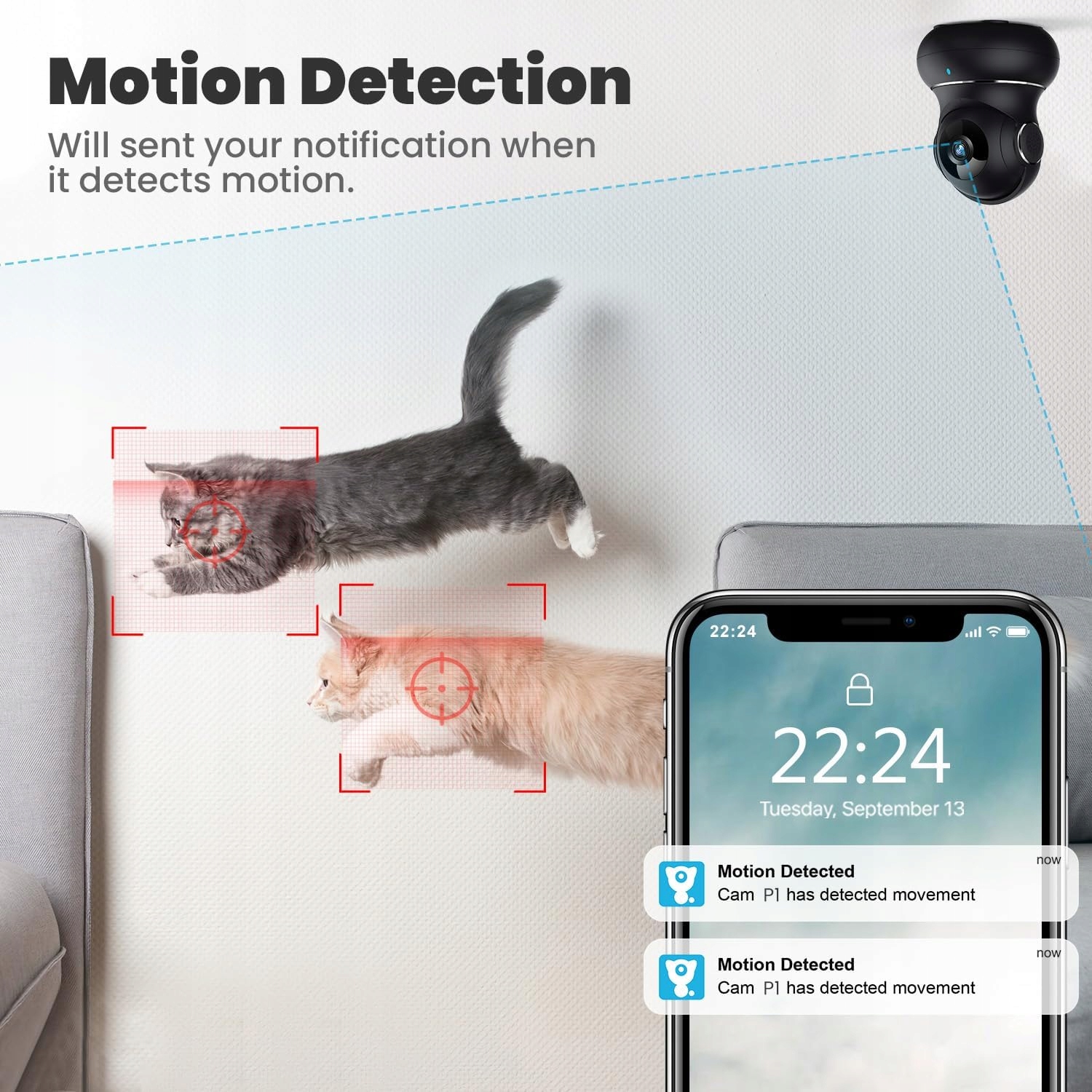 LITOKAM Kamera 2K Babyfon z Detekcją Ruchu Kamera 360° z Aplikacją — miniatura 2