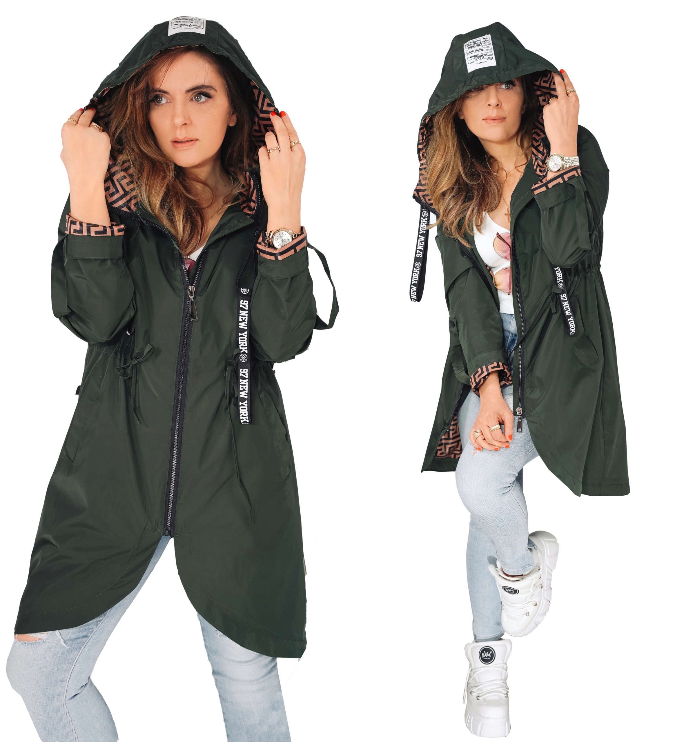 

Lekka Kurtka Parka z kapturem Wiosenna khaki L