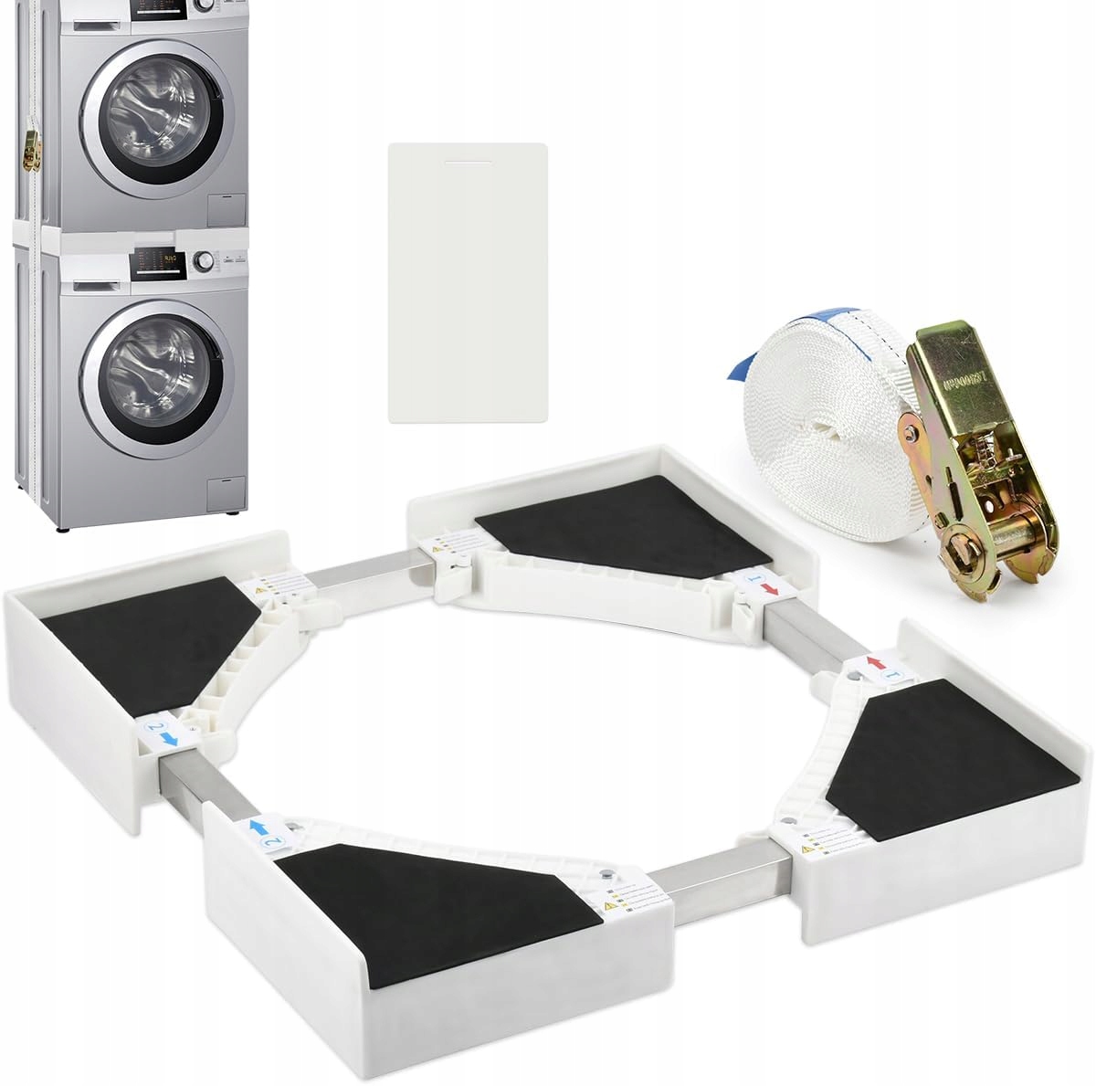 Łącznik Pralki Suszarki Uniwersalny Szerokość 46-72cm Antywibracyjna +pas