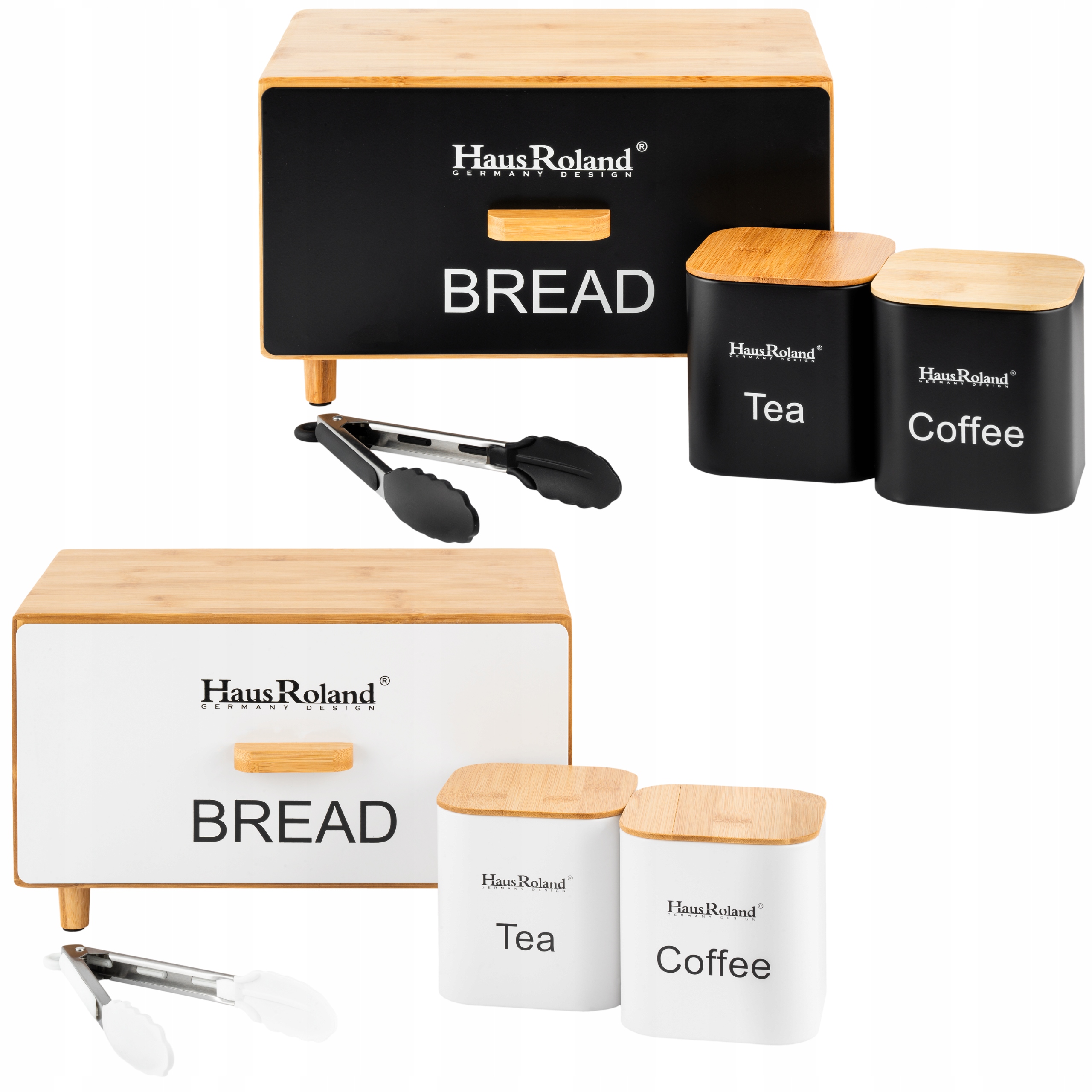 CHLEBAK STALOWY POJEMNIK NA CHLEB BIAŁY/CZARNY ZESTAW POJEMNIKI + SZCZYPCE