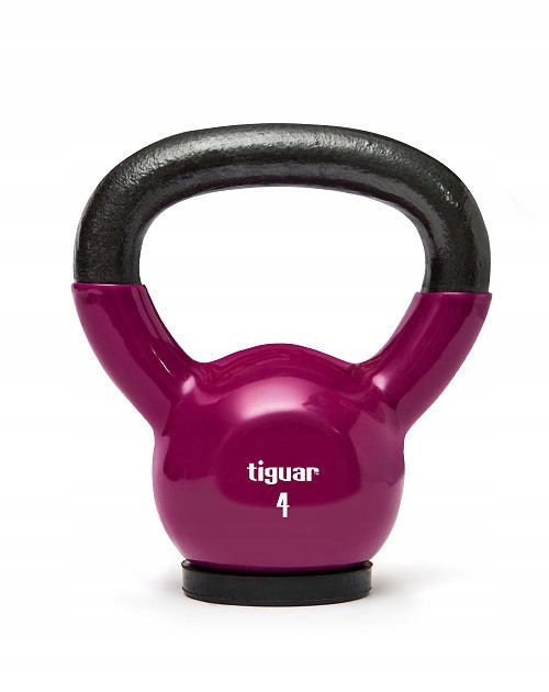 Kettlebell 4 kg Tiguar winylowy żeliwny odważnik z podkładką