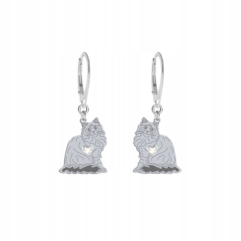 Stříbrné Náušnice se sibiřskou kočkou 925 Dárek Žena Šperky Gravírování