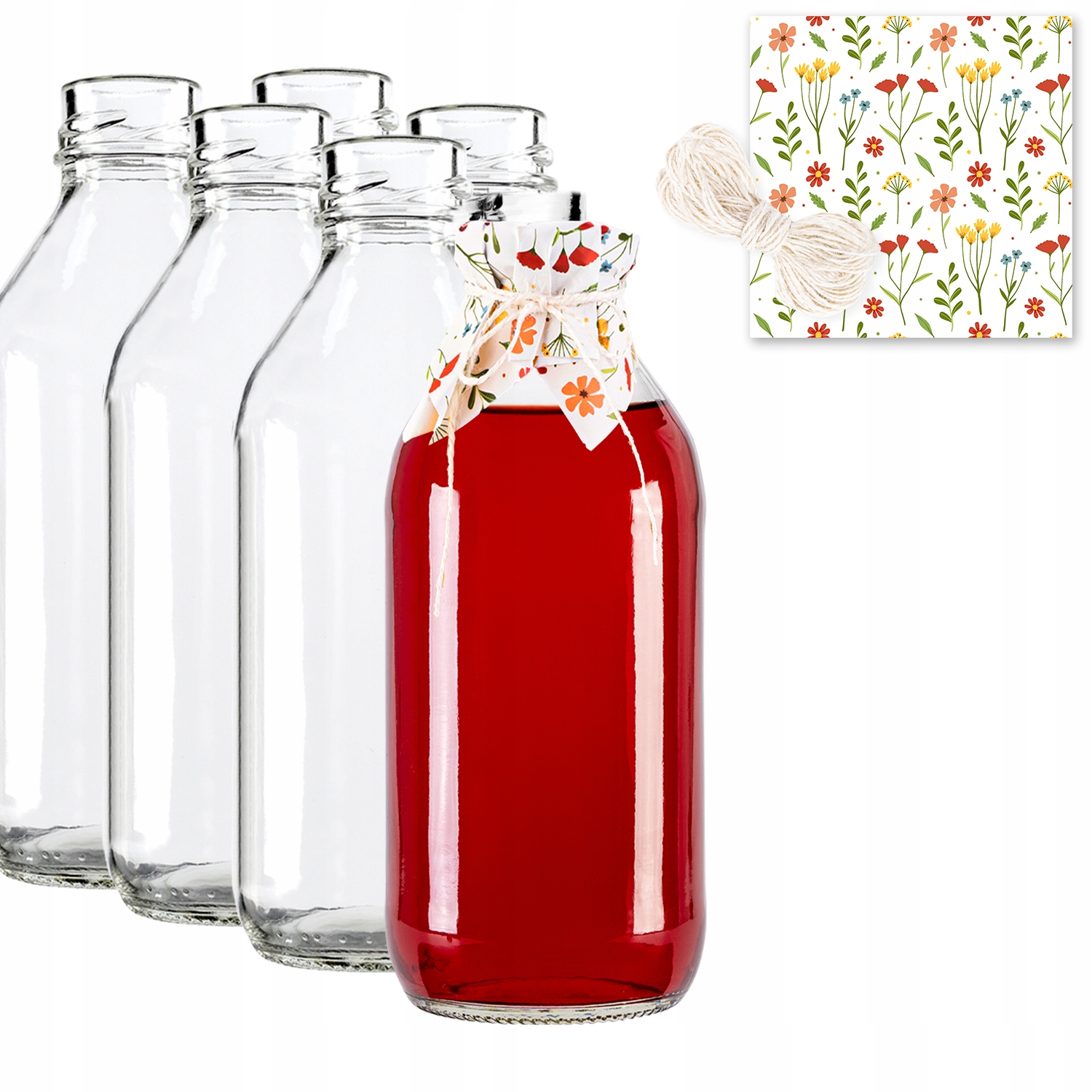 50x Láhev Medvídek 330 ml 50X Kapuce 30 m Šňůrka Sada Na Šťávy Likéry