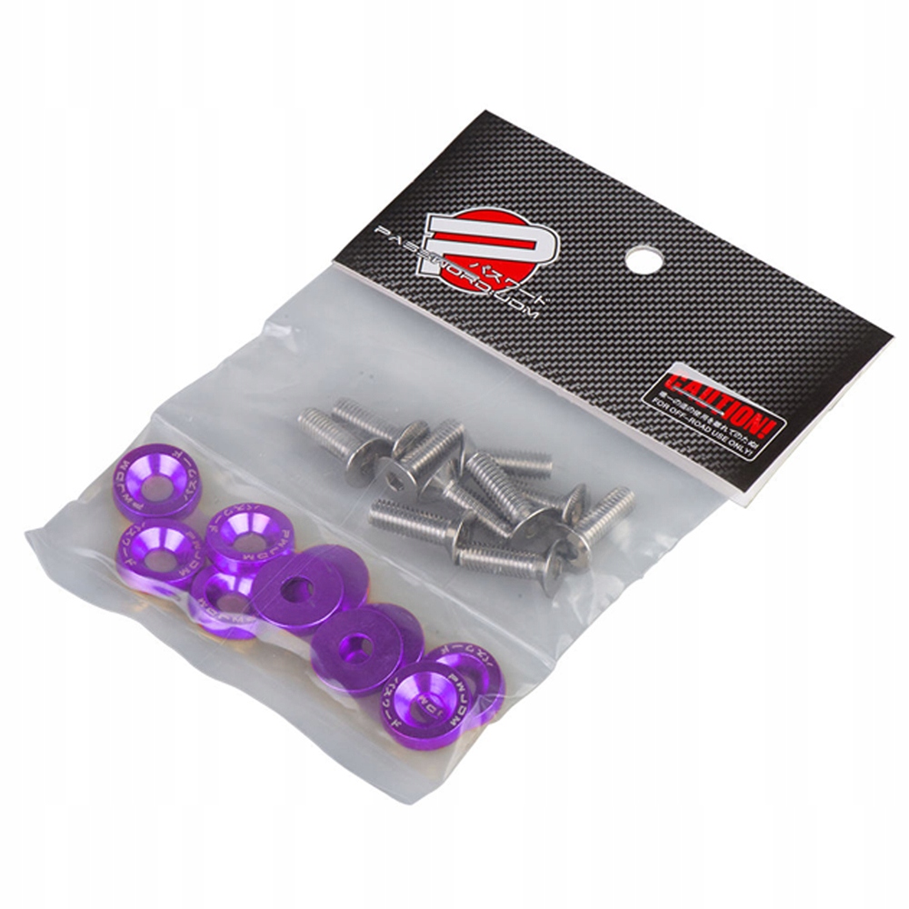M6 Fioletowe Podkładki z Napisem Zestaw Śruby z Podkładkami Designerskie Producent inny