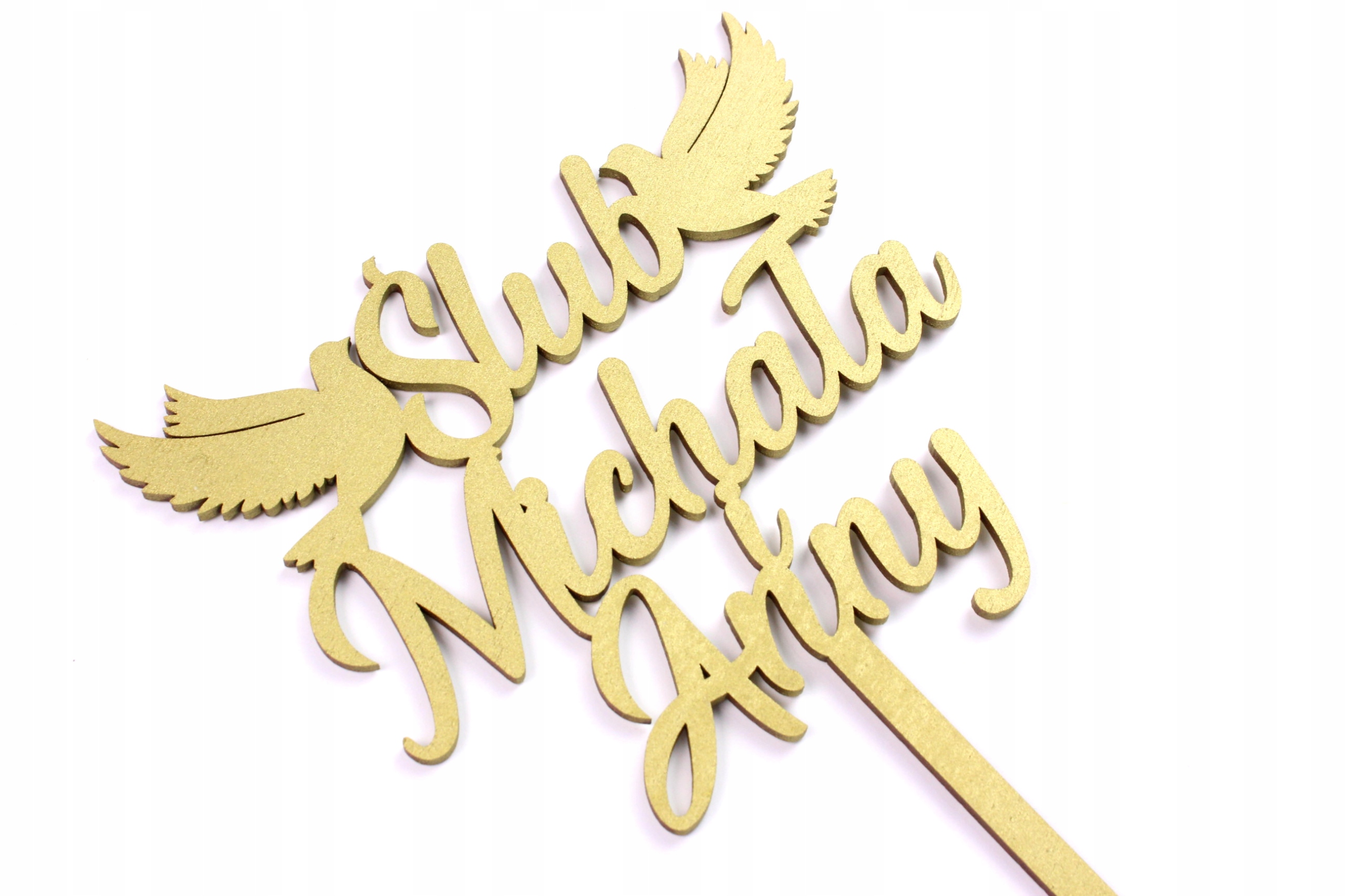 

Topper Na Tort Ślubny Imiona Gołąbki Złoty!