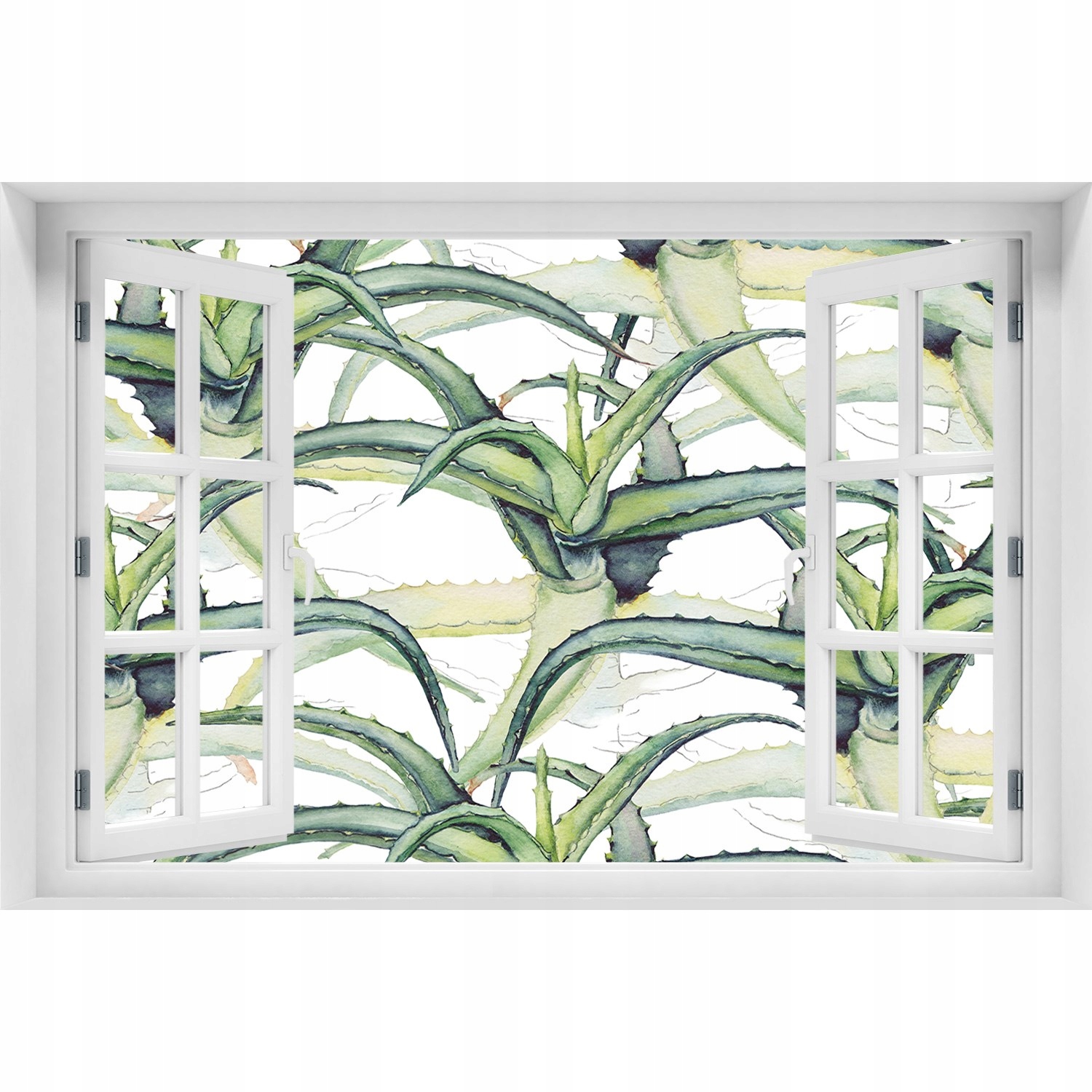 

3D Okno Naklejka na ścianę Samoprzylepna Aloes