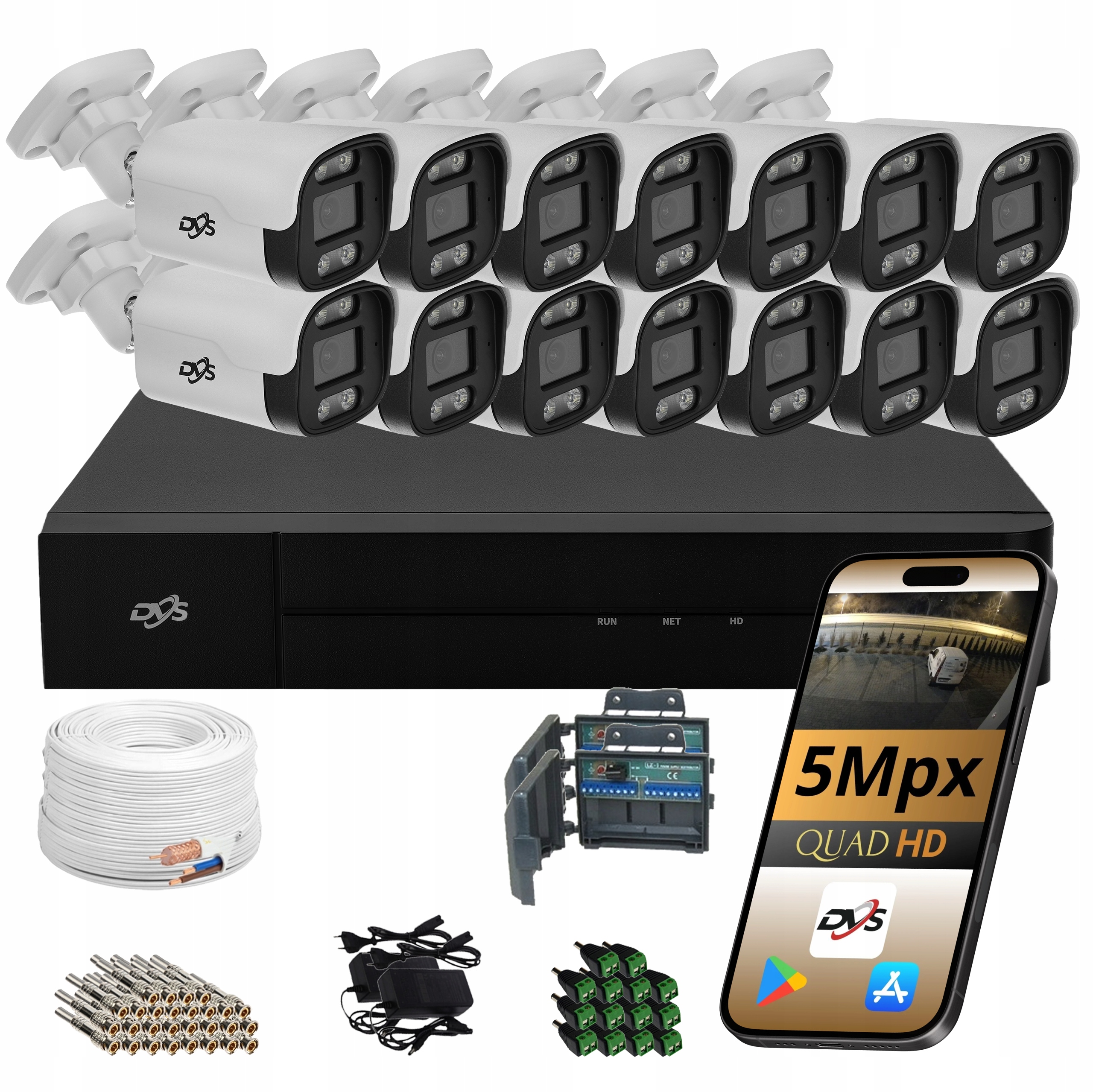 Sada 14 Analogových Venkovních Kamer Pro Monitorování 5Mpx Tuba Dvs