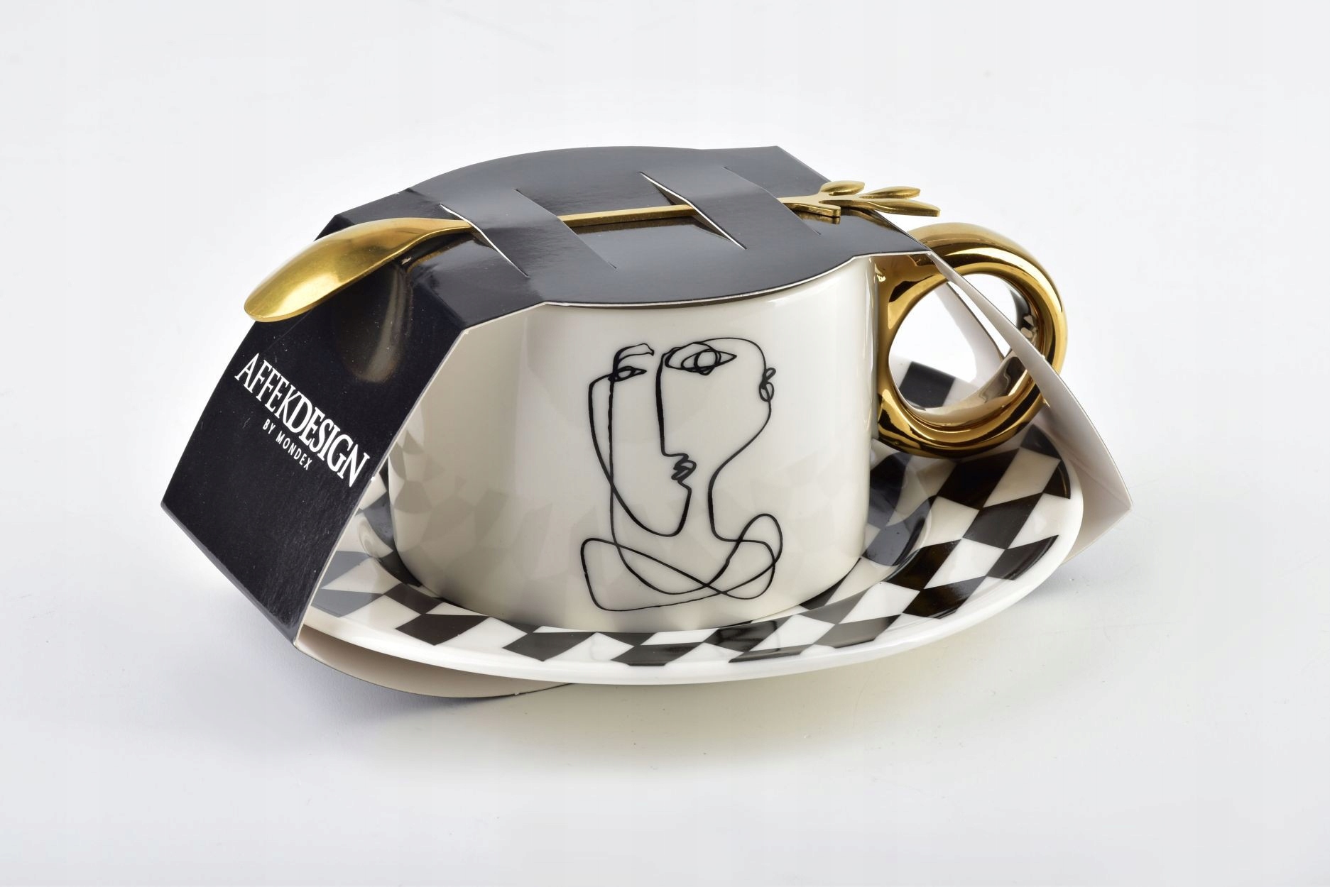 Filiżanka porcelanowa BIAŁA z łyżeczką i spodkiem Pojemność 230 ml