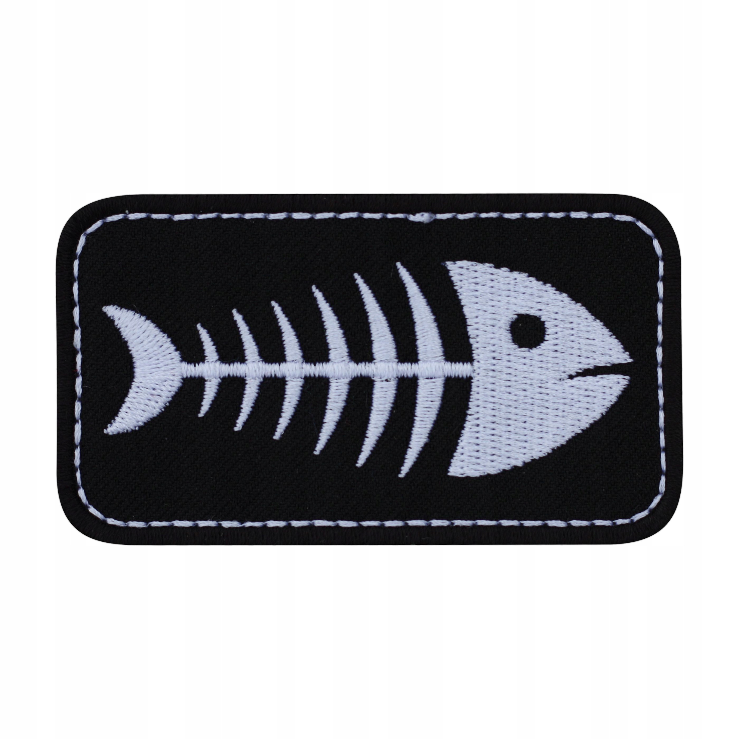 

Naszywka Fishbone rybi szkielet biały na czarnym