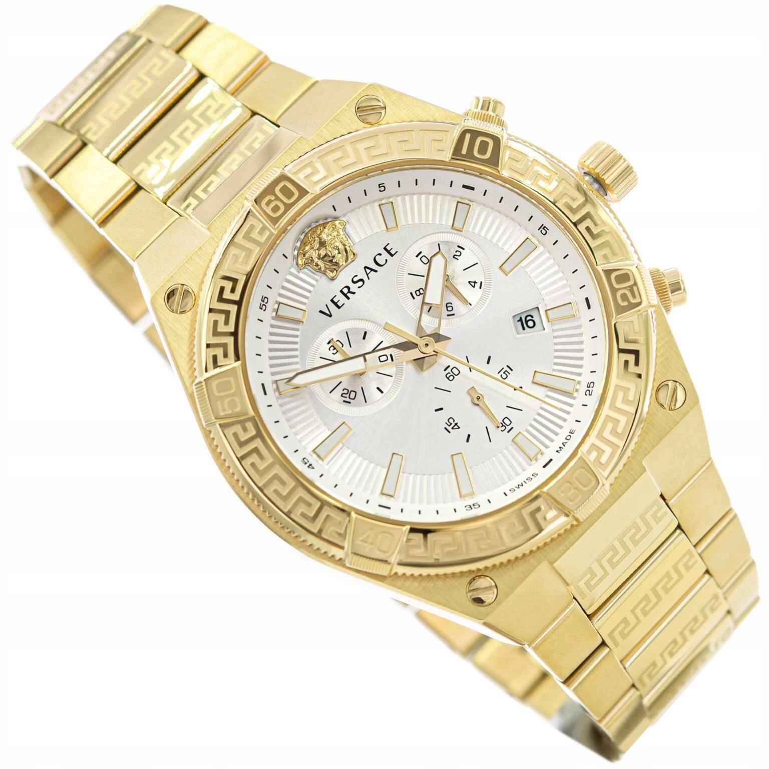 Pánské Hodinky Versace VESO00822 Greca Sport Elegantní Zlatý Chronograf